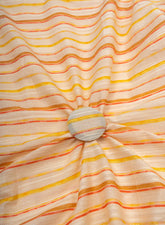 (Pre Cut -1.5 Meter) Pure Cotton Cream And Yellow Color Jacqurad Lurex With Stripes Digital Print Fabric.